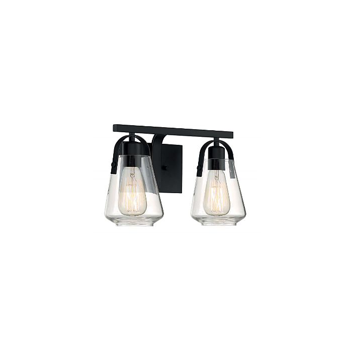 Nuvo 60-7102 Skybridge - 2 Light Vanity with Clear Glass - Matte Black Finish