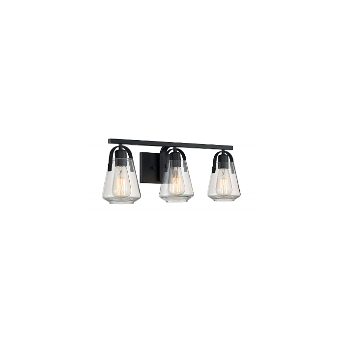 Nuvo 60-7103 Skybridge - 3 Light Vanity with Clear Glass - Matte Black Finish