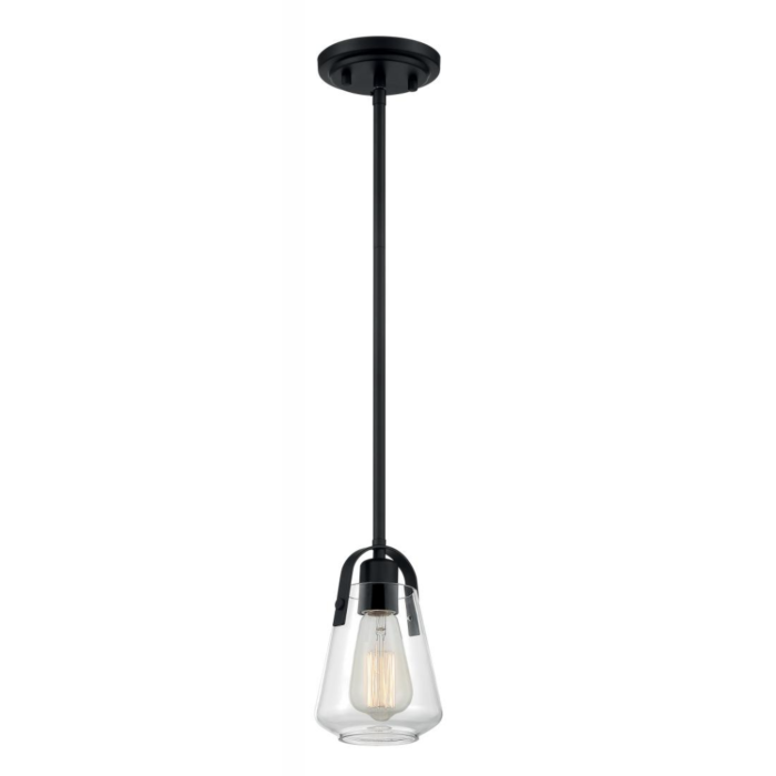 Nuvo 60-7106 - Skybridge - 1 Light Mini Pendant with Clear Glass - Matte Black Finish