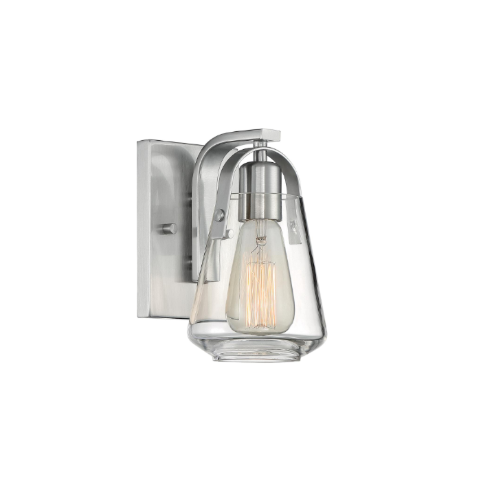 Nuvo 60-7111 Skybridge - 1 Light Vanity with Clear Glass - Brushed Nickel Finish