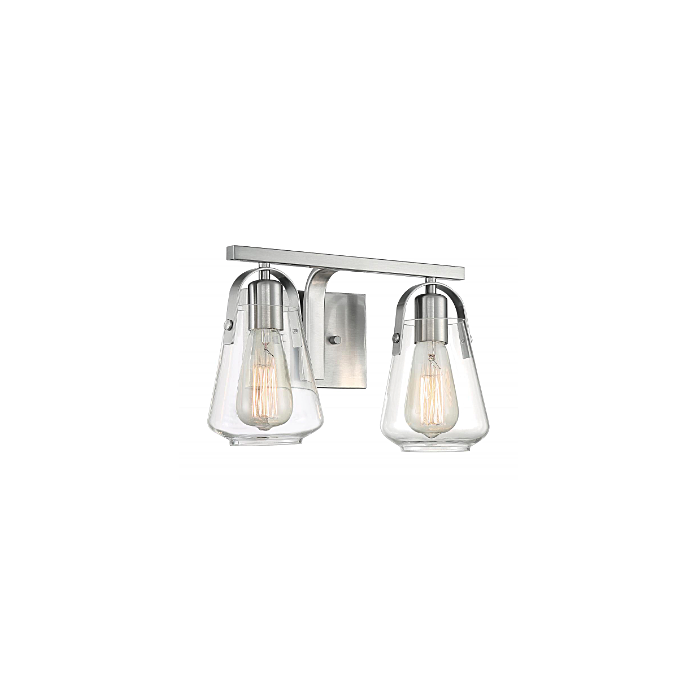 Nuvo 60-7112 Skybridge - 2 Light Vanity with Clear Glass - Brushed Nickel Finish