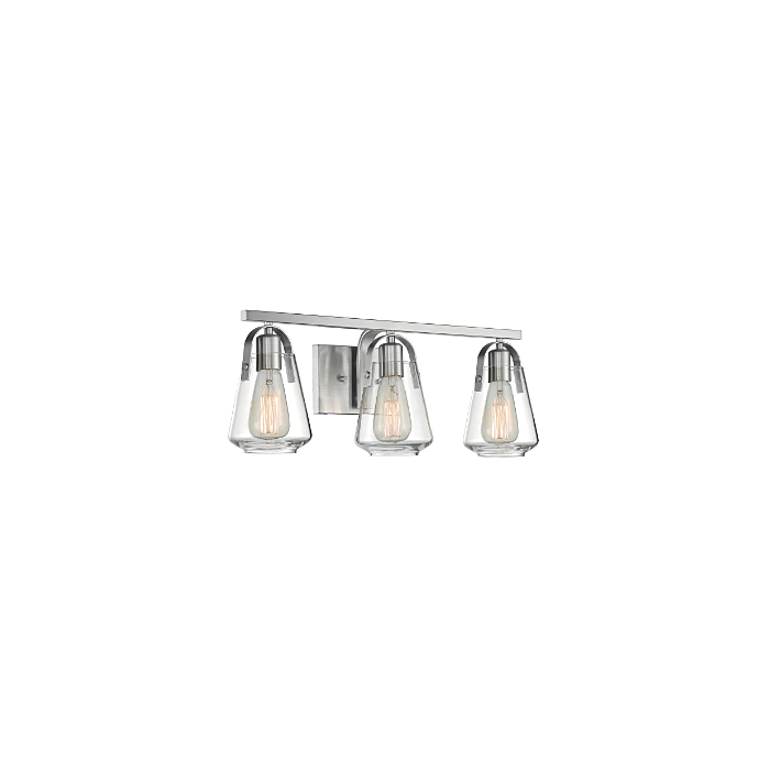 Nuvo 60-7113 Skybridge - 3 Light Vanity with Clear Glass - Brushed Nickel Finish