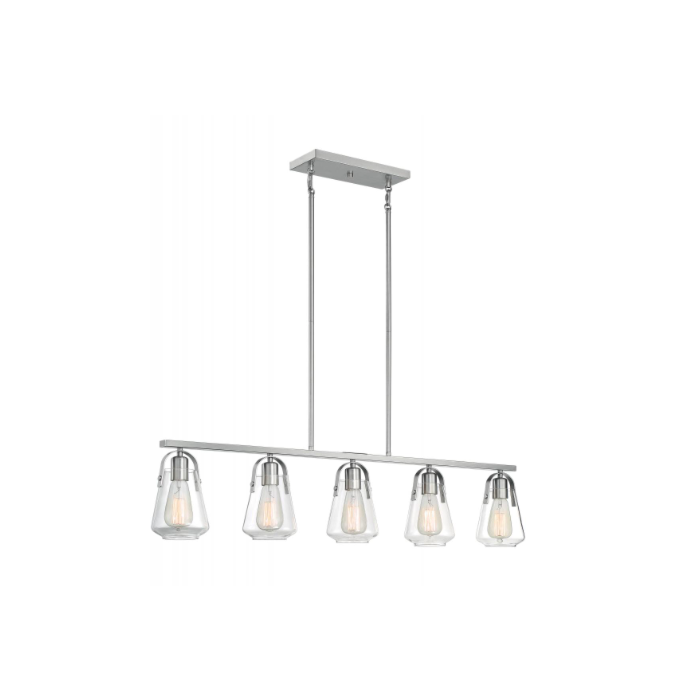Nuvo 60-7114 Skybridge - 5 Light Island Pendant with Clear Glass - Brushed Nickel Finish