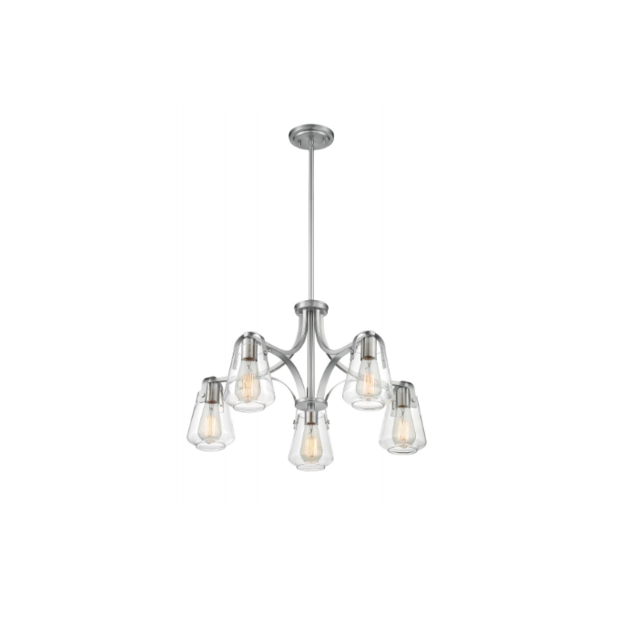 Nuvo 60-7115 Skybridge - 5 Light Chandelier With Clear Glass - Brushed Nickel Finish