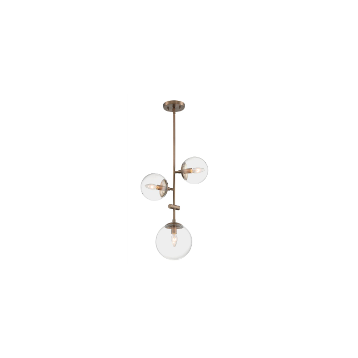 Nuvo 60-7124 Sky - 3 Light Pendant with Clear Glass - Burnished Brass Finish