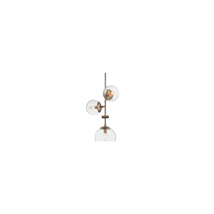 Nuvo 60-7124 Sky - 3 Light Pendant with Clear Glass - Burnished Brass Finish