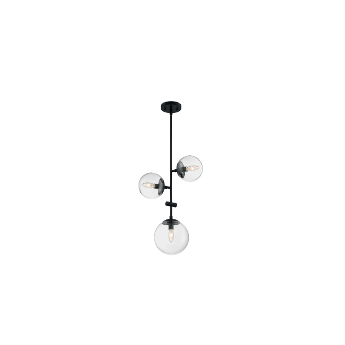 Nuvo 60-7134 Sky - 3 Light Pendant with Clear Glass - Matte Black Finish