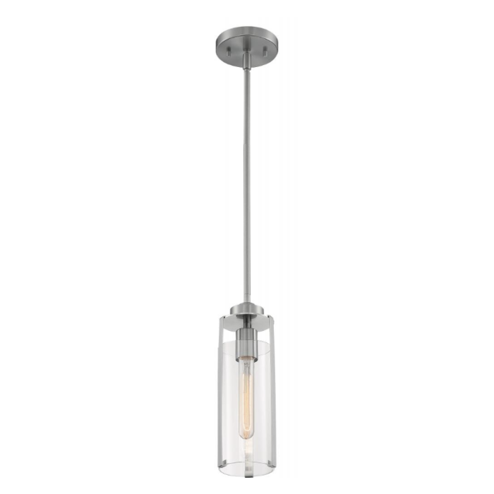 Nuvo 60-7140 - Marina; 1 Light; Mini Pendant Fixture; Brushed Nickel Finish with Clear Glass