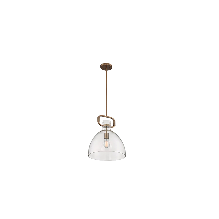 Nuvo 60-7142 Teresa - 1 Light Pendant with Clear Glass - Burnished Brass Finish