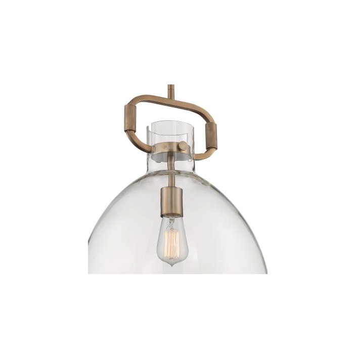 Nuvo 60-7142 Teresa - 1 Light Pendant with Clear Glass - Burnished Brass Finish