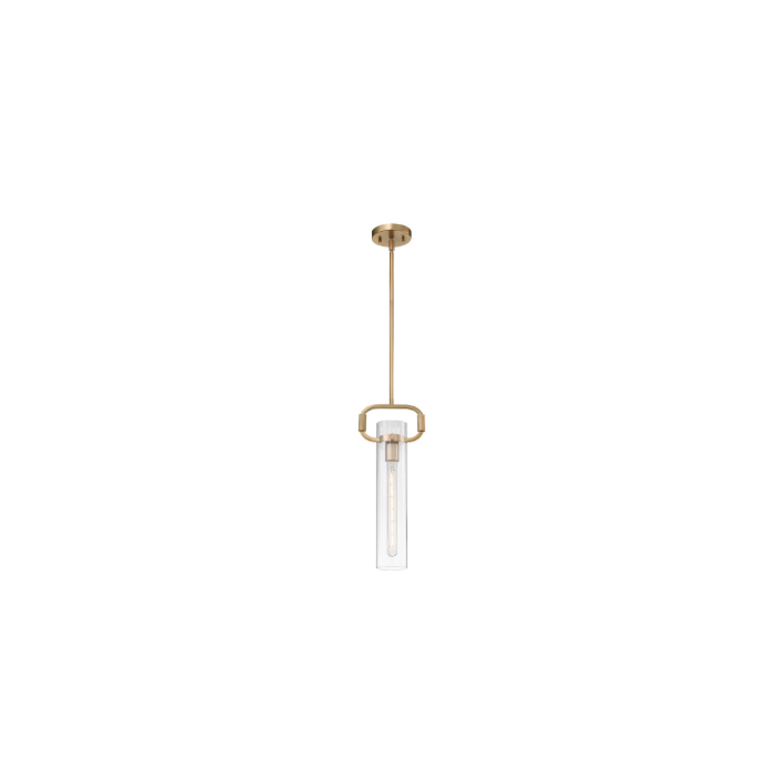 Nuvo 60-7143 Teresa - 1 Light Pendant with Clear Glass - Burnished Brass Finish