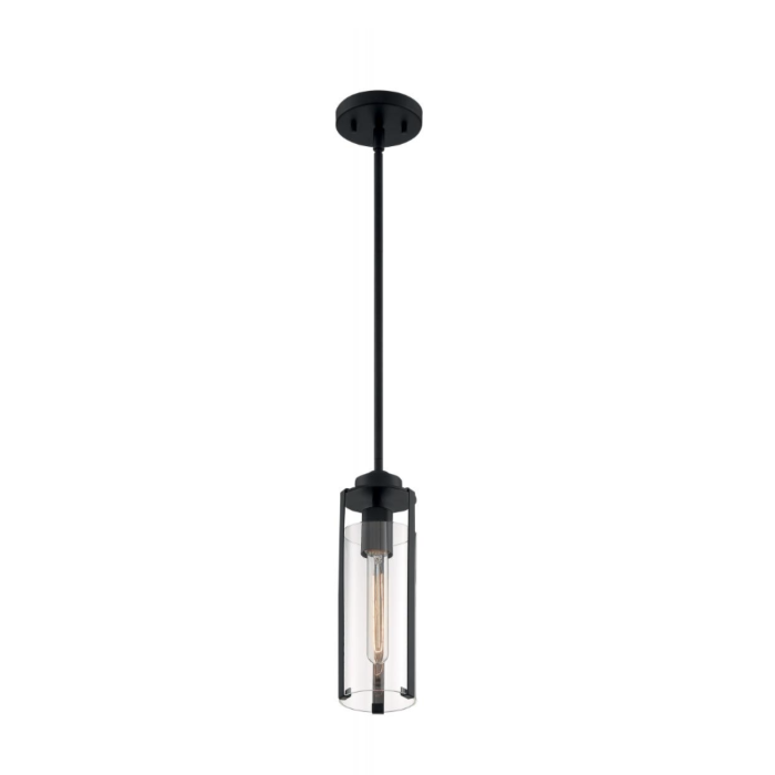 Nuvo 60-7160 Marina - 1 Light Mini Pendant with Clear Glass - Matte Black Finish