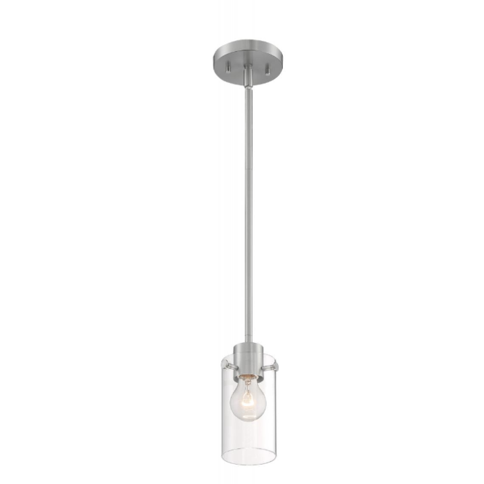 Nuvo 60-7170 - Sommerset; 1 Light; Mini Pendant Fixture; Brushed Nickel Finish with Clear Glass