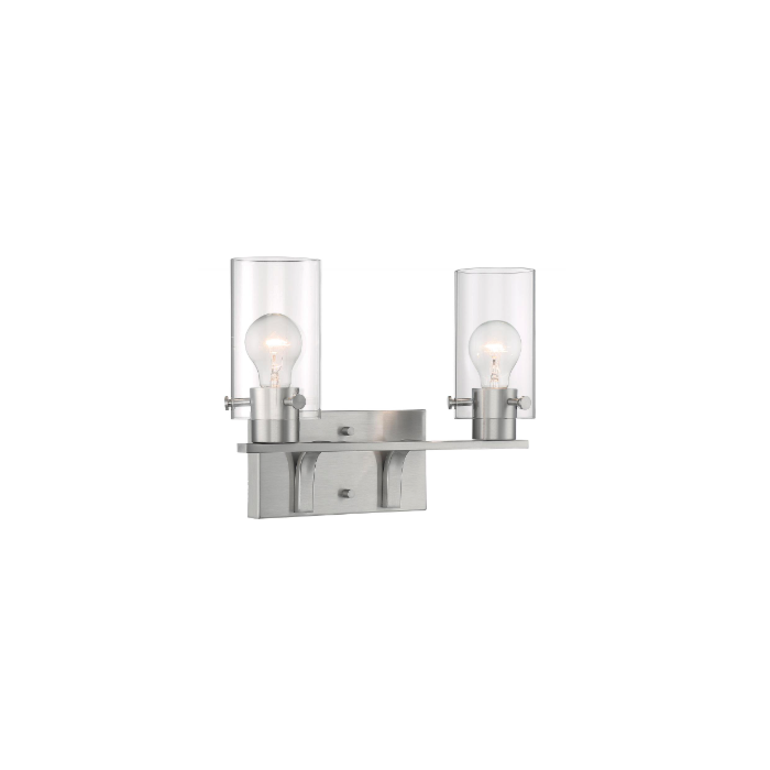 Nuvo 60-7172 Sommerset - 2 Light Vanity with Clear Glass - Brushed Nickel Finish