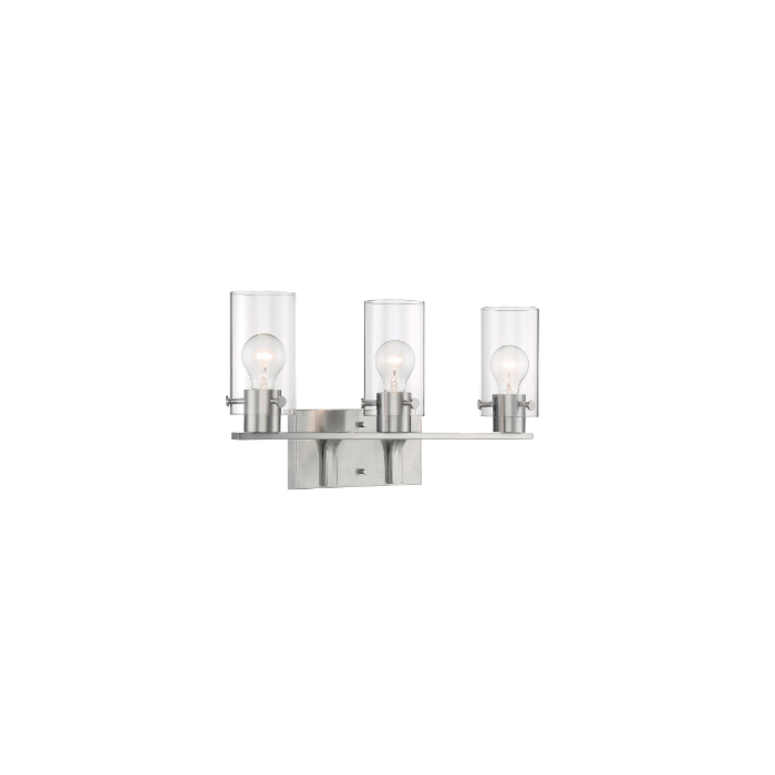 Nuvo 60-7173 Sommerset - 3 Light Vanity with Clear Glass - Brushed Nickel Finish