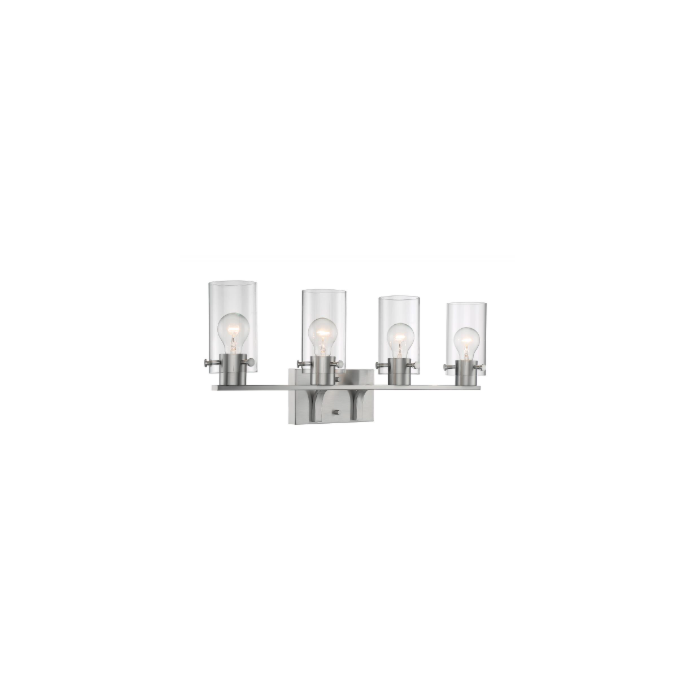 Nuvo 60-7174 Sommerset - 4 Light Vanity with Clear Glass - Brushed Nickel Finish