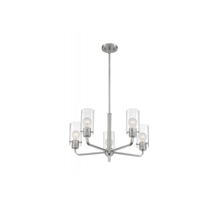 Nuvo 60-7175 Sommerset - 5 Light Chandelier With Clear Glass - Brushed Nickel Finish