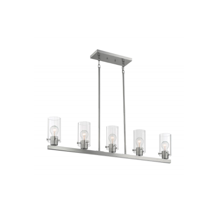 Nuvo 60-7176 Sommerset - 5 Light Island Pendant with Clear Glass - Brushed Nickel Finish
