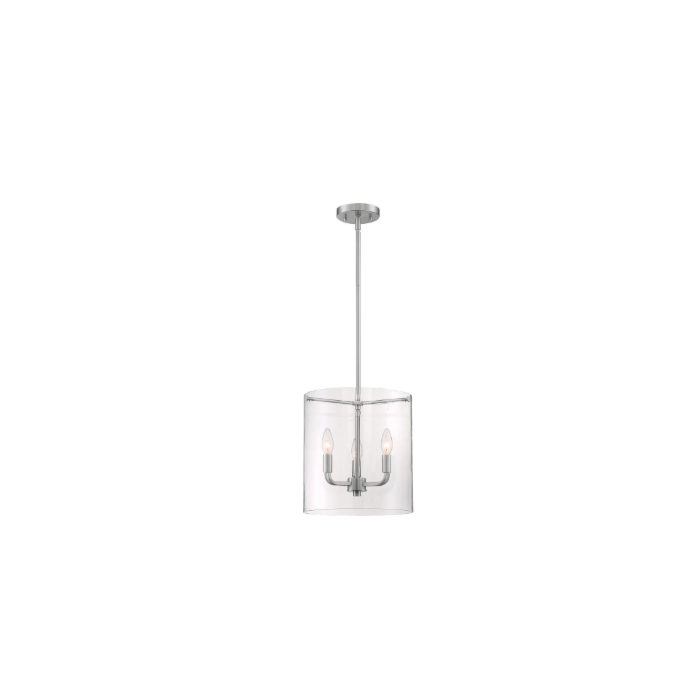 Nuvo 60-7177 Sommerset - 3 Light Pendant with Clear Glass - Brushed Nickel Finish