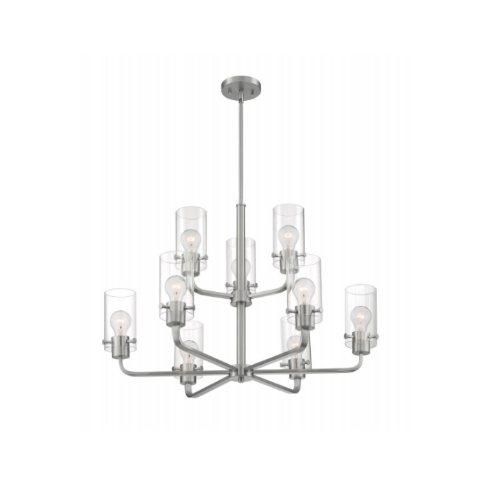 Nuvo 60-7179 Sommerset - 9 Light Chandelier With Clear Glass - Brushed Nickel Finish