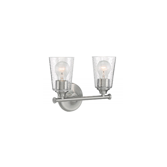 Nuvo 60-7182 Bransel - 2 Light Vanity with Seeded Glass - Brushed Nickel Finish