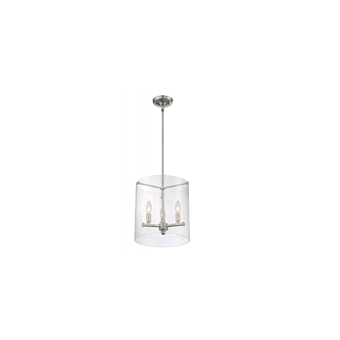 Nuvo 60-7187 Bransel - 3 Light Pendant with Seeded Glass - Brushed Nickel Finish
