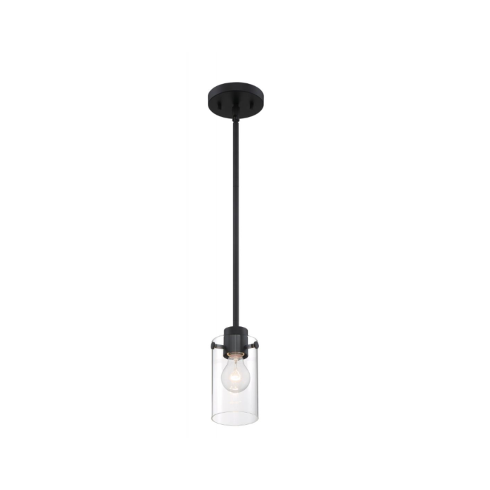 Nuvo 60-7270 - Sommerset; 1 Light; Mini Pendant Fixture; Matte Black Finish with Clear Glass