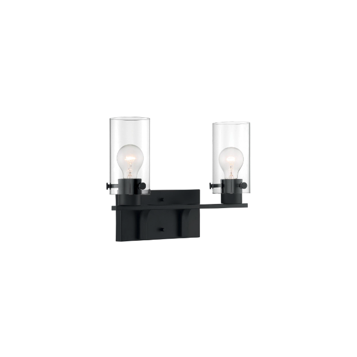 Nuvo 60-7272 Sommerset - 2 Light Vanity with Clear Glass - Matte Black Finish