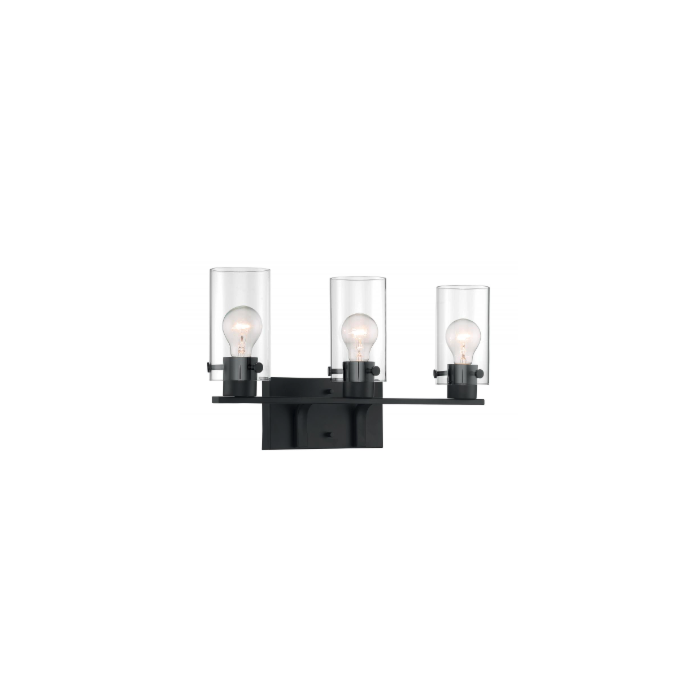 Nuvo 60-7273 Sommerset - 3 Light Vanity with Clear Glass - Matte Black Finish