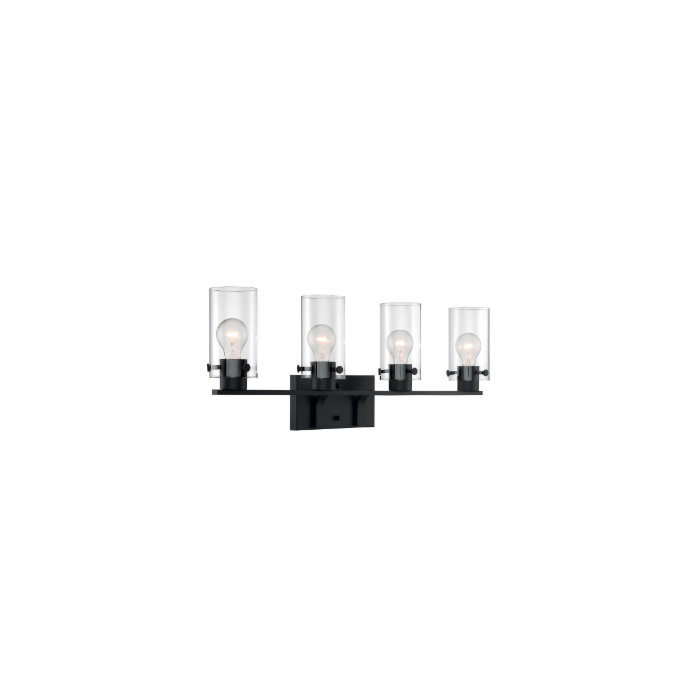 Nuvo 60-7274 Sommerset - 4 Light Vanity with Clear Glass - Matte Black Finish