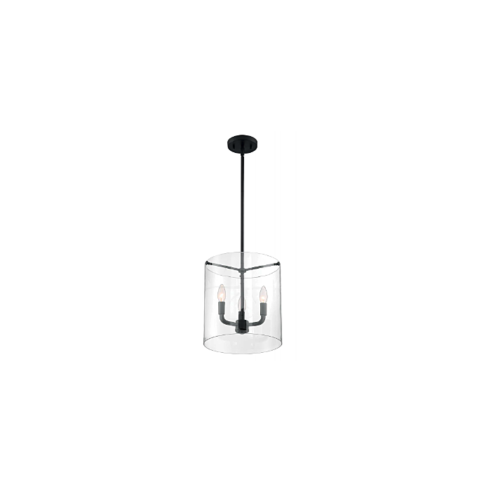 Nuvo 60-7277 Sommerset - 3 Light Pendant with Clear Glass - Matte Black Finish