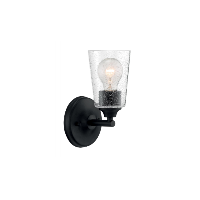 Nuvo 60-7281 Bransel - 1 Light Vanity with Seeded Glass - Matte Black Finish