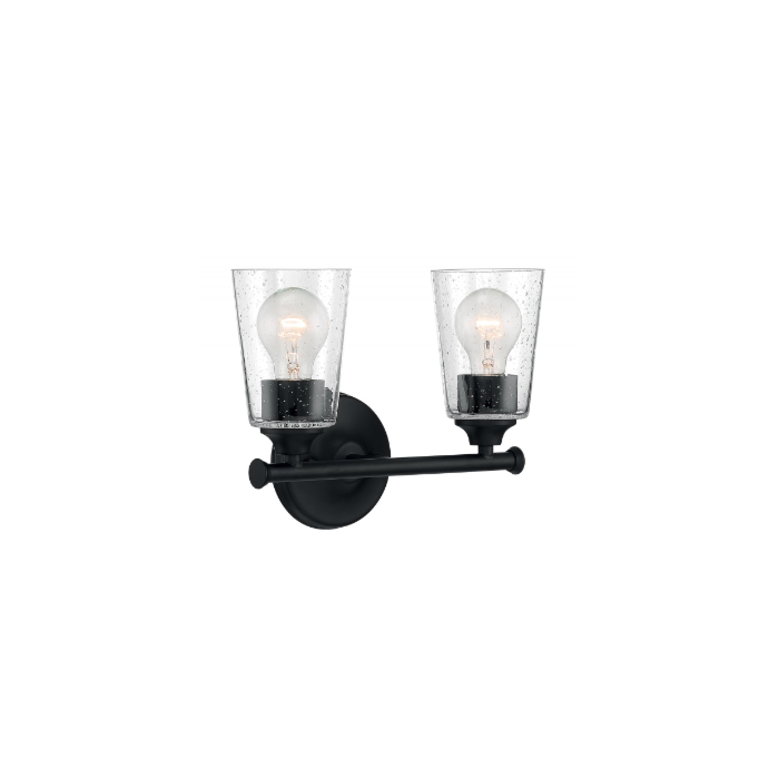 Nuvo 60-7282 Bransel - 2 Light Vanity with Seeded Glass - Matte Black Finish