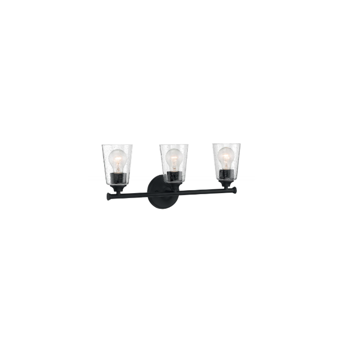 Nuvo 60-7283 Bransel - 3 Light Vanity with Seeded Glass - Matte Black Finish