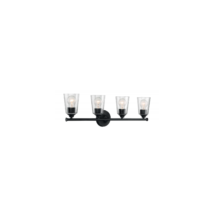 Nuvo 60-7284 Bransel - 4 Light Vanity with Seeded Glass - Matte Black Finish