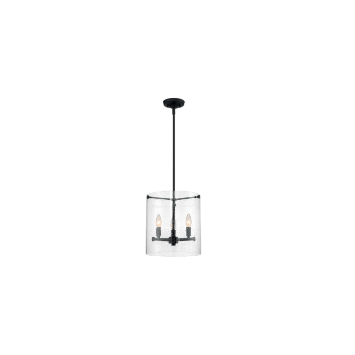 Nuvo 60-7287 Bransel - 3 Light Pendant with Seeded Glass - Matte Black Finish