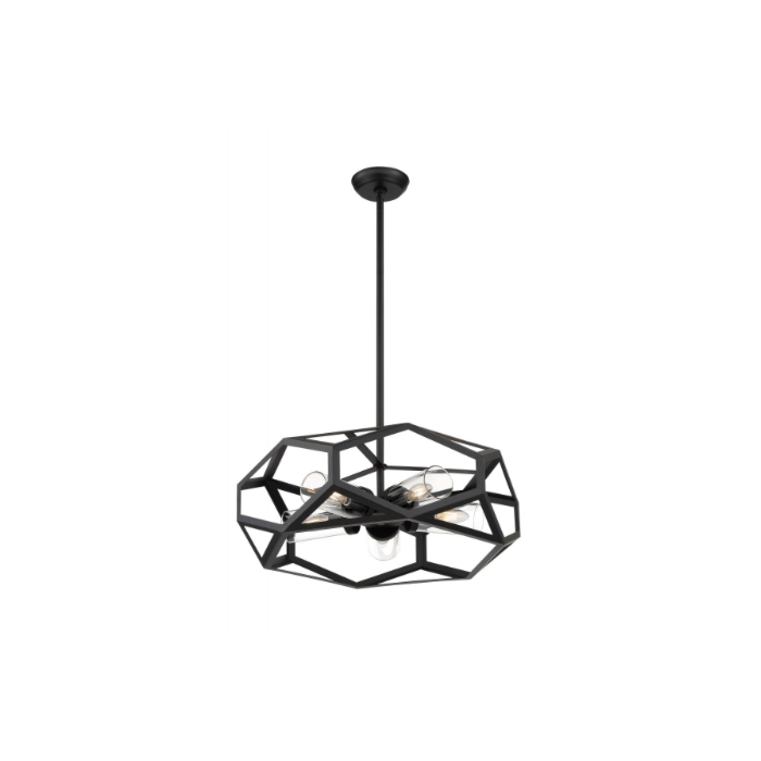 Nuvo 60-7304 Zemi - 5 Light Chandelier With Clear Glass - Black Finish