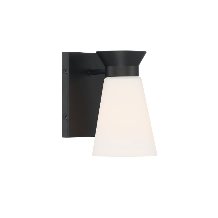 Nuvo 60-7311 Caleta - 1 Light Sconce with Cylindrical Glass - Black Finish 