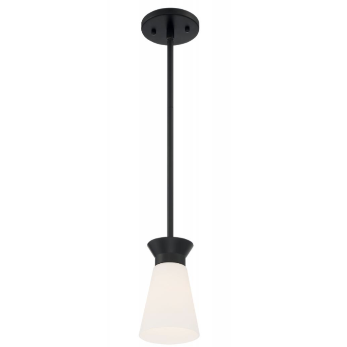Nuvo 60-7314 - Caleta; 1 Light; Mini Pendant Fixture; Black Finish with Frosted Cylindrical Glass