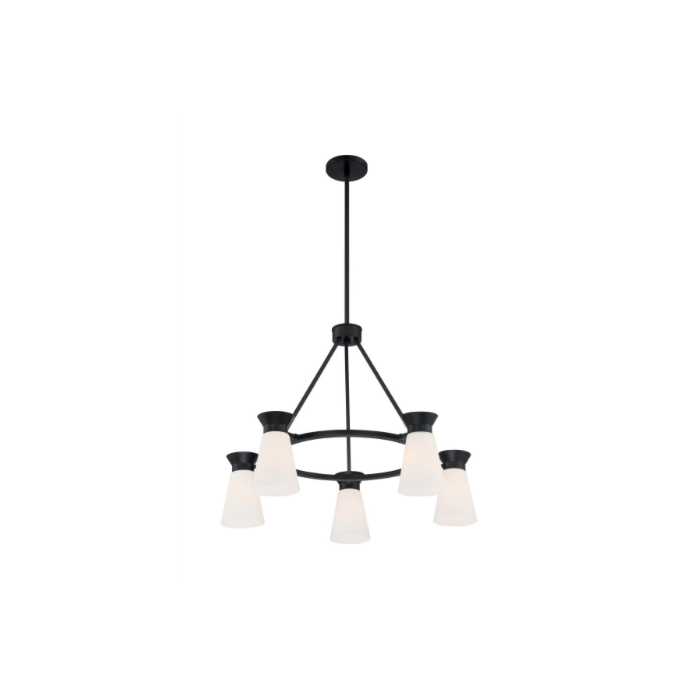 Nuvo 60-7315 Caleta - 5 Light Chandelier With Cylindrical Glass - Black Finish