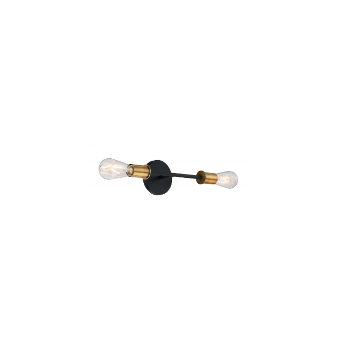 Nuvo 60-7342 Ryder - 2 Light Vanity with- Black and Brushed Brass Finish