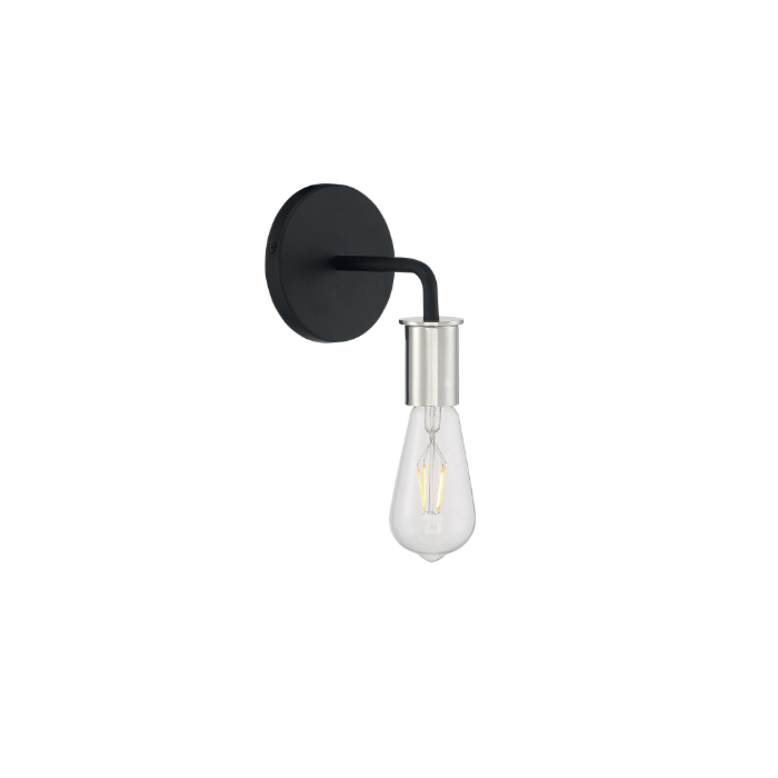 Nuvo 60-7351 Ryder - 1 Light Sconce with- Black and Polished Nickel Finish 