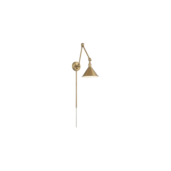 Nuvo 60-7361 Delancey Swing Arm Lamp; Burnished Brass with Switch 