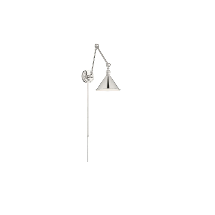 Nuvo 60-7362 Delancey Swing Arm Lamp; Polished Nickel with Switch 