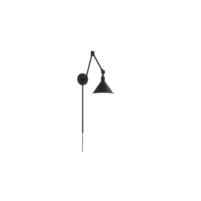 Nuvo 60-7363 Delancey Swing Arm Lamp; Matte Black with Switch
