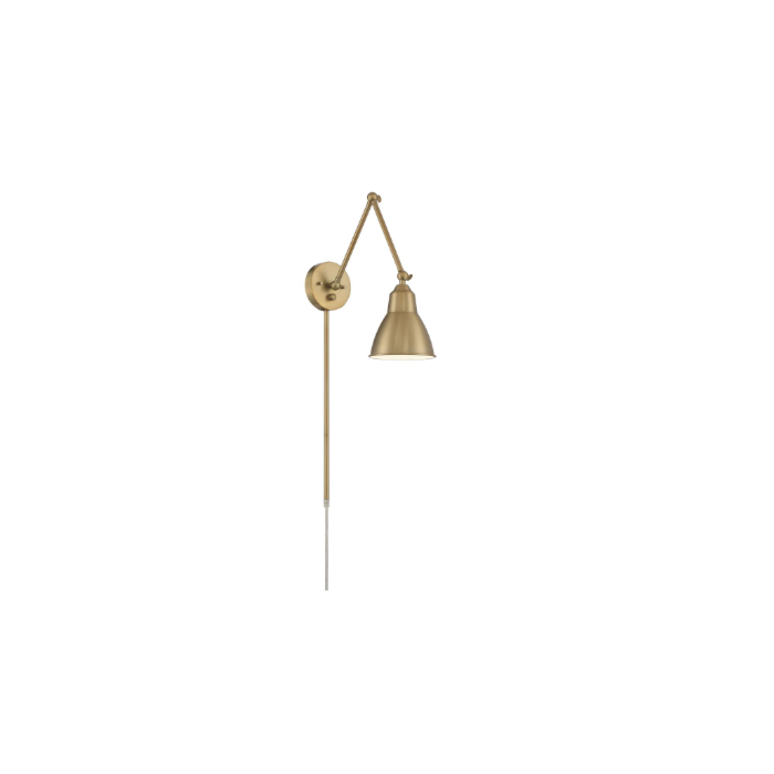 Nuvo 60-7364 Fulton Swing Arm Lamp; Burnished Brass with Switch