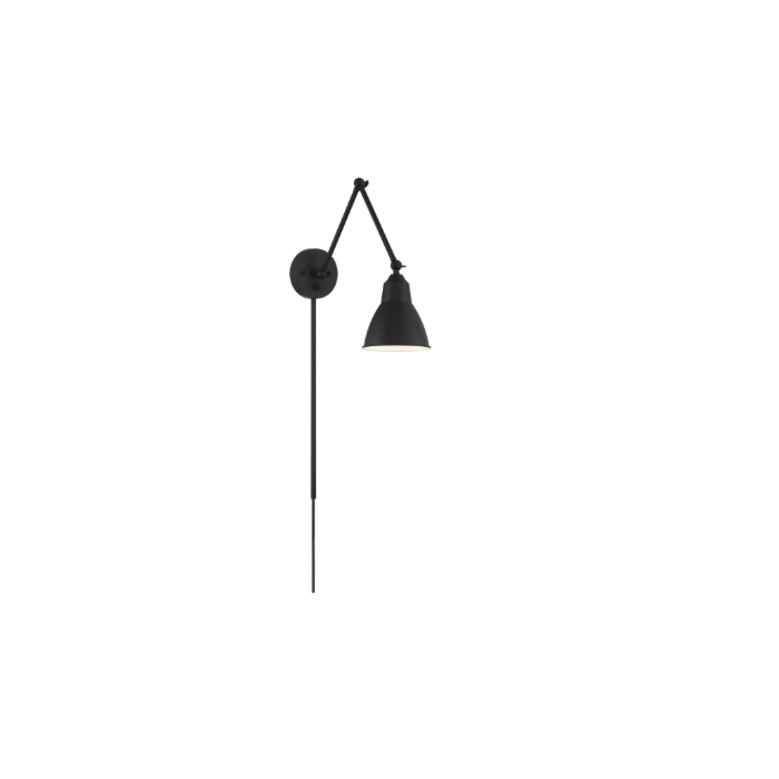 Nuvo 60-7366 Fulton Swing Arm Lamp; Matte Black with Switch