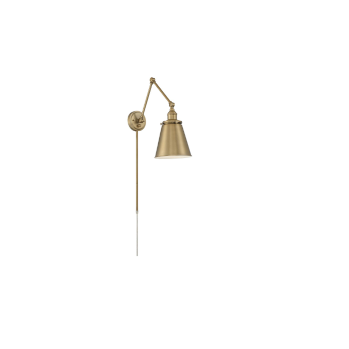Nuvo 60-7367 Bayard Swing Arm Lamp; Burnished Brass with Switch