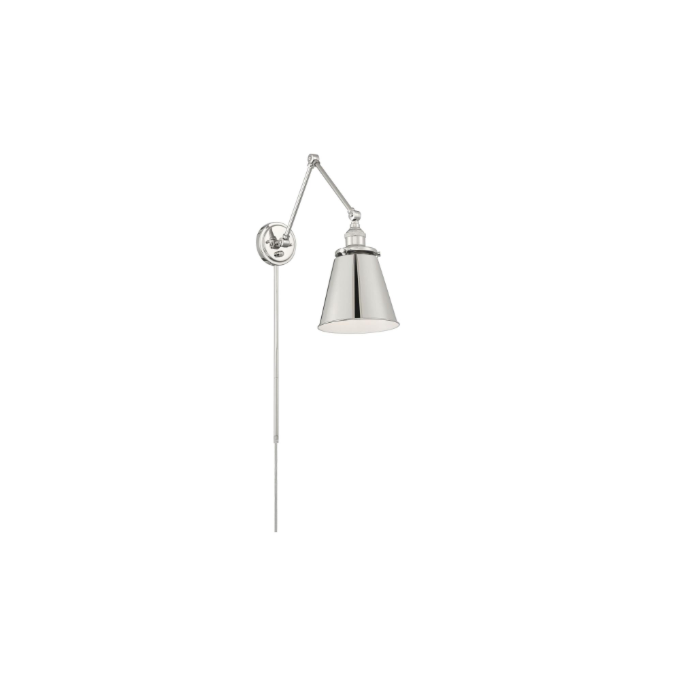 Nuvo 60-7368 Bayard Swing Arm Lamp; Polished Nickel with Switch