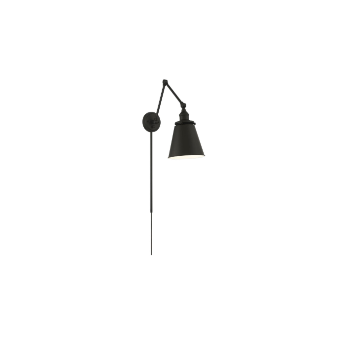 Nuvo 60-7369 Bayard Swing Arm Lamp; Matte Black with Switch
